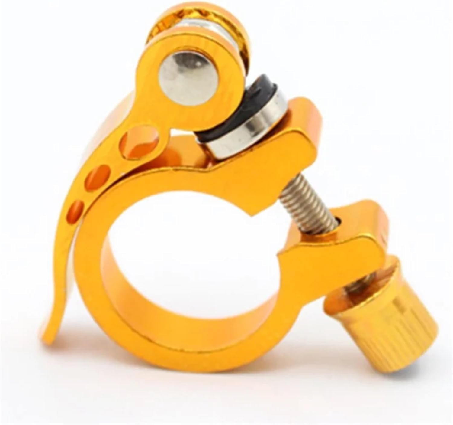 Bike Seat Post Clamp 25.4/28.6/31.8/34.9mm Bicycle Seatposts Clamps Mountain Bike Seat Posts Clamp Quick Release Aluminum Alloy(25.4mm gold)