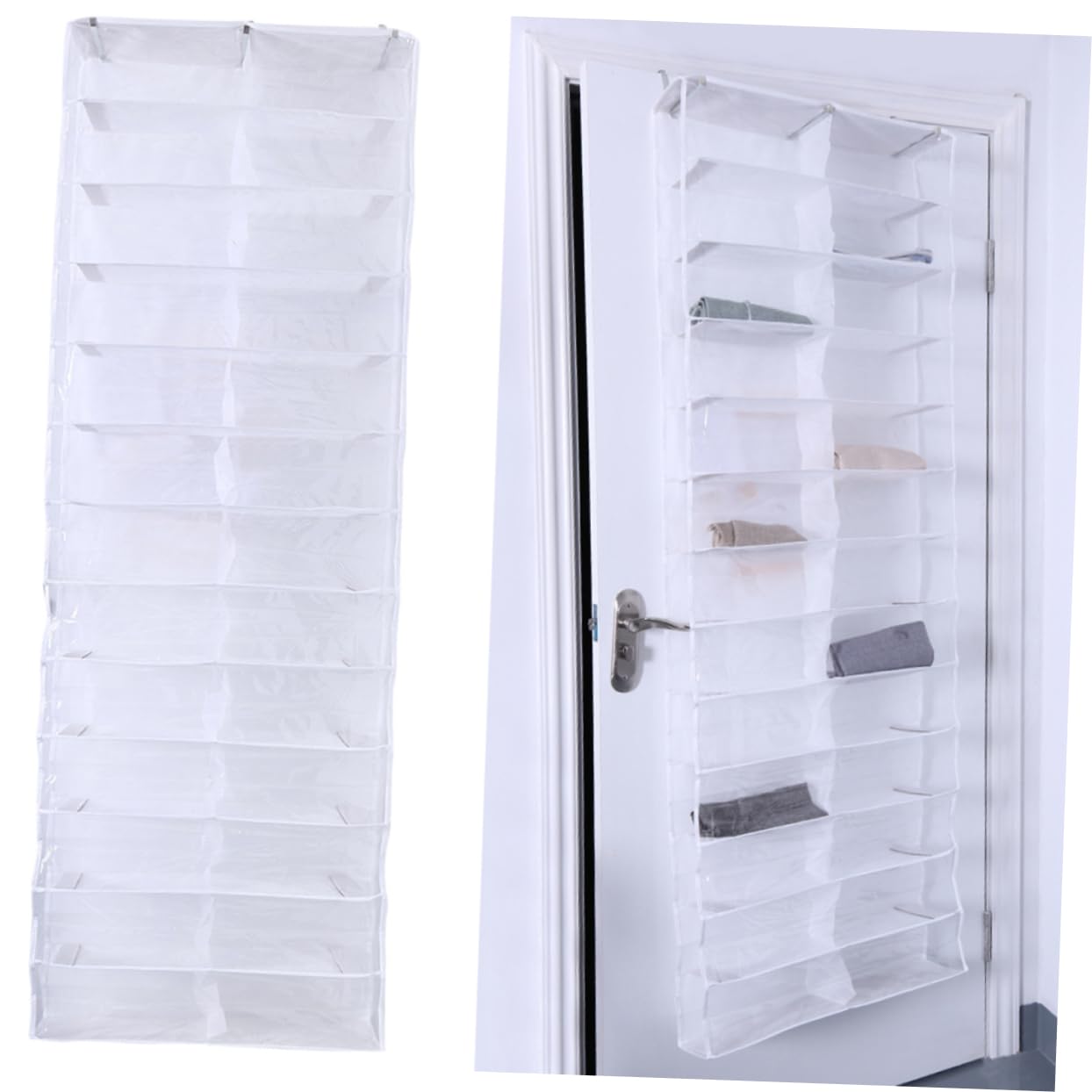 Organizador de Zapatos Colgante para Puerta 2piezas 26 Bolsillos Blanco
