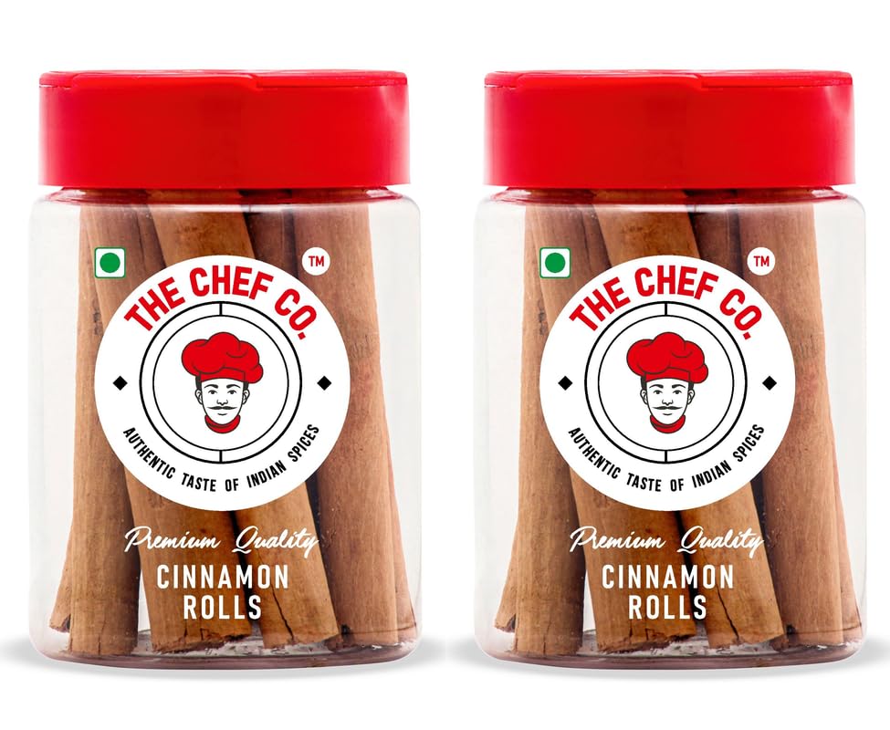 The Chef Co. Ceylon Cinnamon Sticks 130g (65g x Pack of 2) | SriLankan Dalchini Sticks | World's Best Ceylon Cinnamon Quills | Cinnamon Rolls For Enhanced Taste