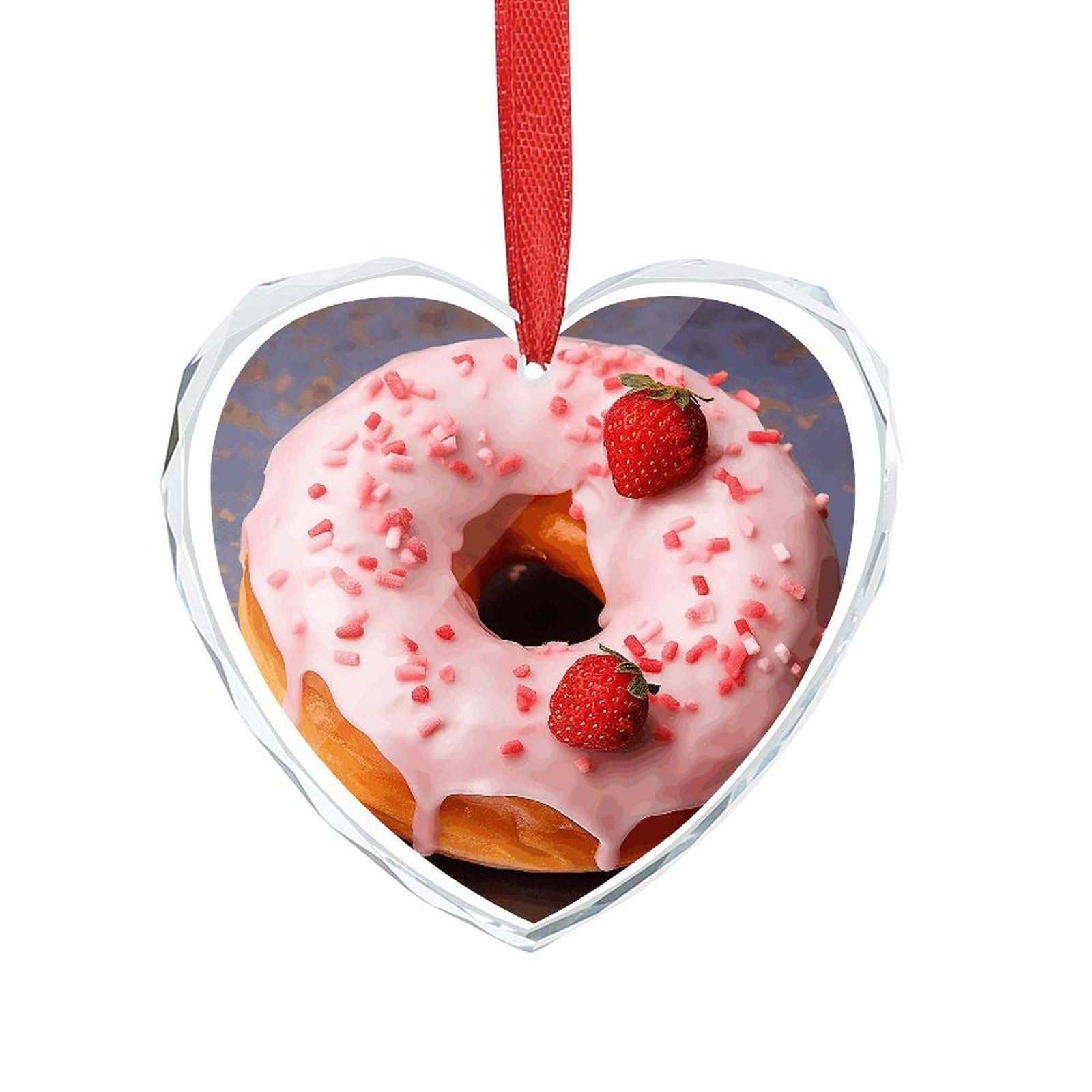 Wsoihfec Style Strawberry Donut Engagement Gifts For Couples, Glass Ornaments Just Married Bridal Shower Decor, Heart Keepsake Decor For Bride & Groom