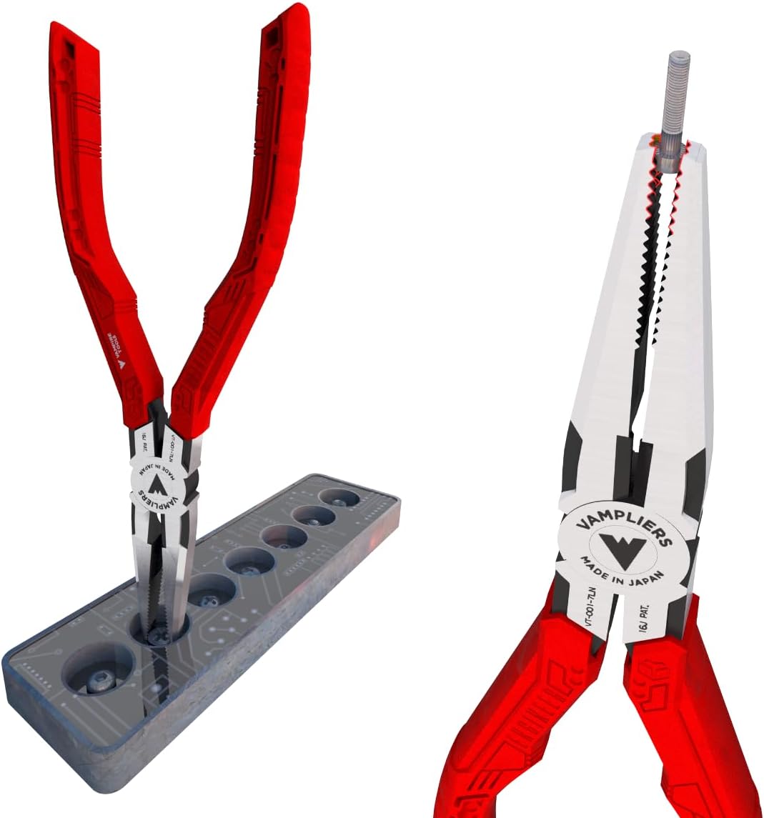 VAMPLIERS 7.5" Stripped Screw Extractor Needle Nose Pliers. Made in Japan. Time-Saving Long Nose Screw Removal Plier for Removing Damaged Fasteners in Confined Spaces. - Image 8