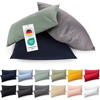 Blumtal set of 2 pillowcases - 100% cotton super soft premium jersey pillowcase grey 40x80cm