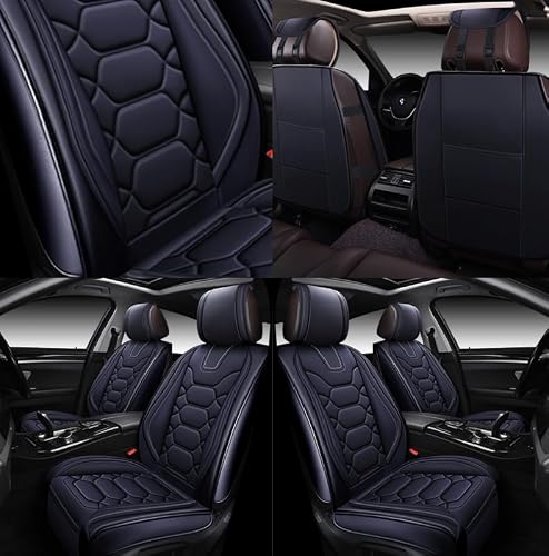 OASIS AUTO Car Seat Covers Premium Waterproof Faux Leather Cushion Universal Accessories Fit SUV Truck Sedan Automotive Vehicle Auto Interior Protector Front Pair (OS-004 Black)