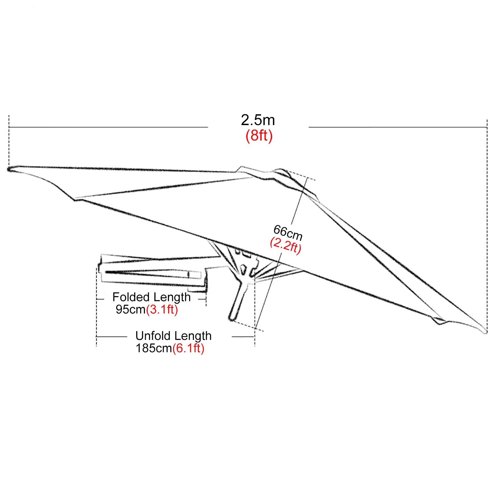 Parasol ogrodowy Parasol ogrodowy Duży aluminiowy parasol ścienny, 8-stopowy pochylany parasol tarasowy z 8 żebrami, baldachim z poliestru do ogrodu/basenu/na zewnąt