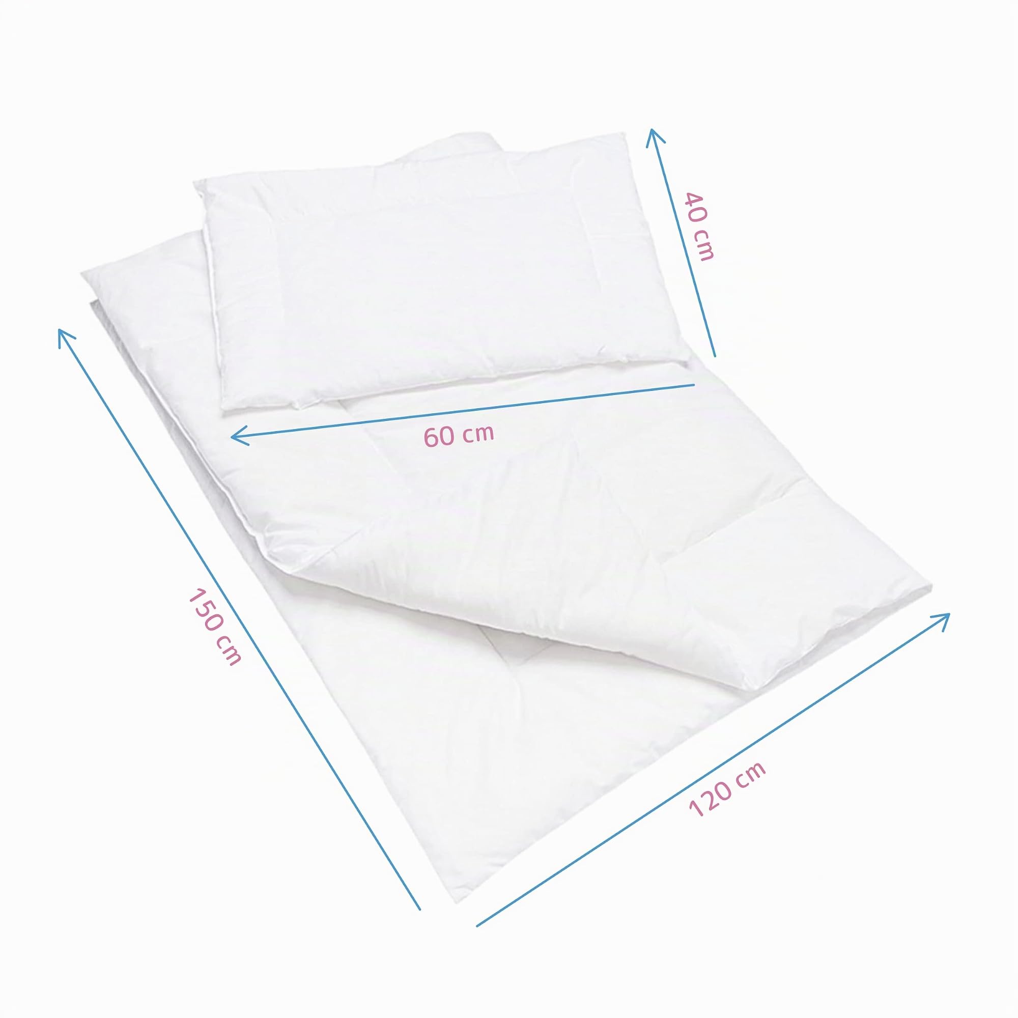 Baby Comfort Parure de lit 2 pièces avec Couette et Oreiller Plat 100% Polycoton (150 cm x 120 cm) (12 Mois+)