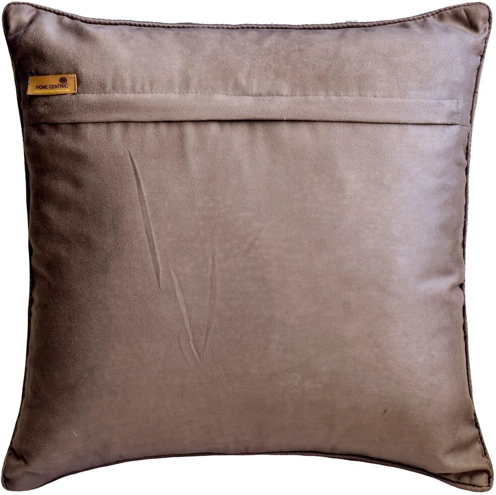 The HomeCentric Cushion Cover for Chair, Decorative Grey 16"x16" (40x40 cm) Throw Pillows, Jacquard Paisley, Embroidered Foil Throw Pillows for Couch, Abstract Contemporary - Paisley Elegance