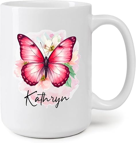 Taza de café personalizada de mariposa para niños, mujeres, tazas personalizadas de animales, taza con nombre personalizado para cumpleaños, Taza de