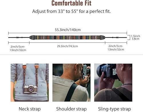 Miniatura 4 de MoKo Correa para cámara, correa tejida de lona de algodón retro, correa universal para el hombro para todas las cámaras DSLRSLR CanonSonyNikon,