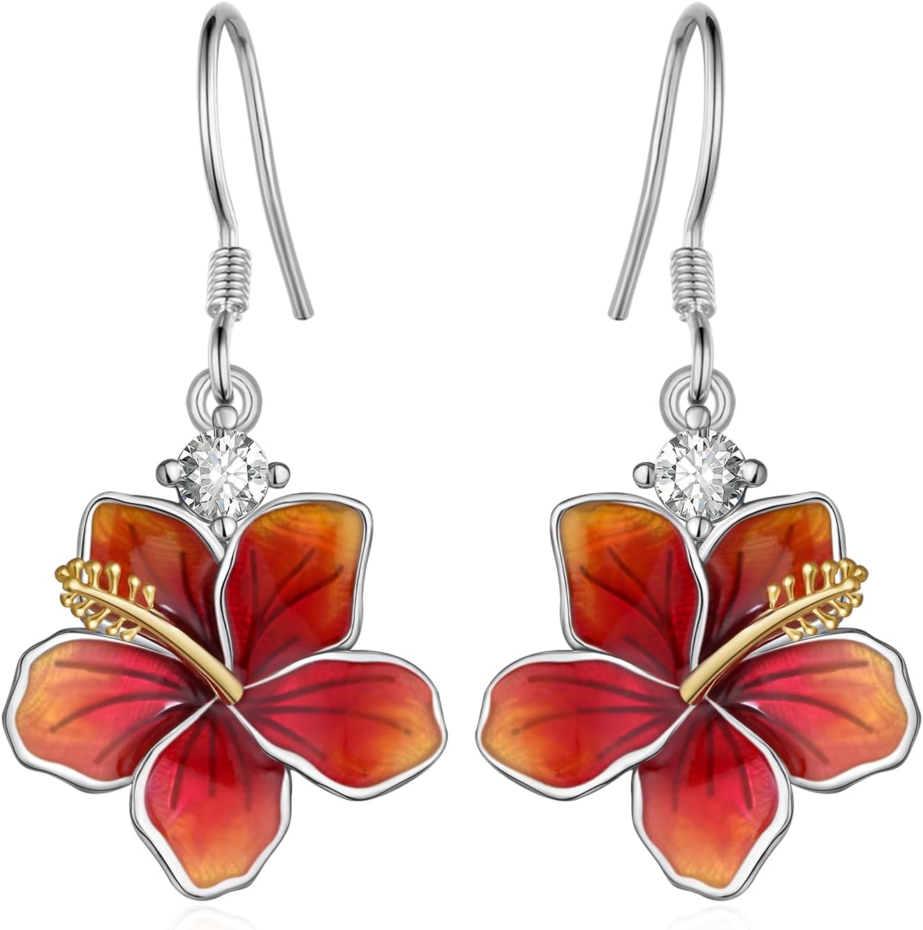 Hibiscus Earrings 925 Sterling Silver Flower Earrings Flower Jewelry Gifts for Women