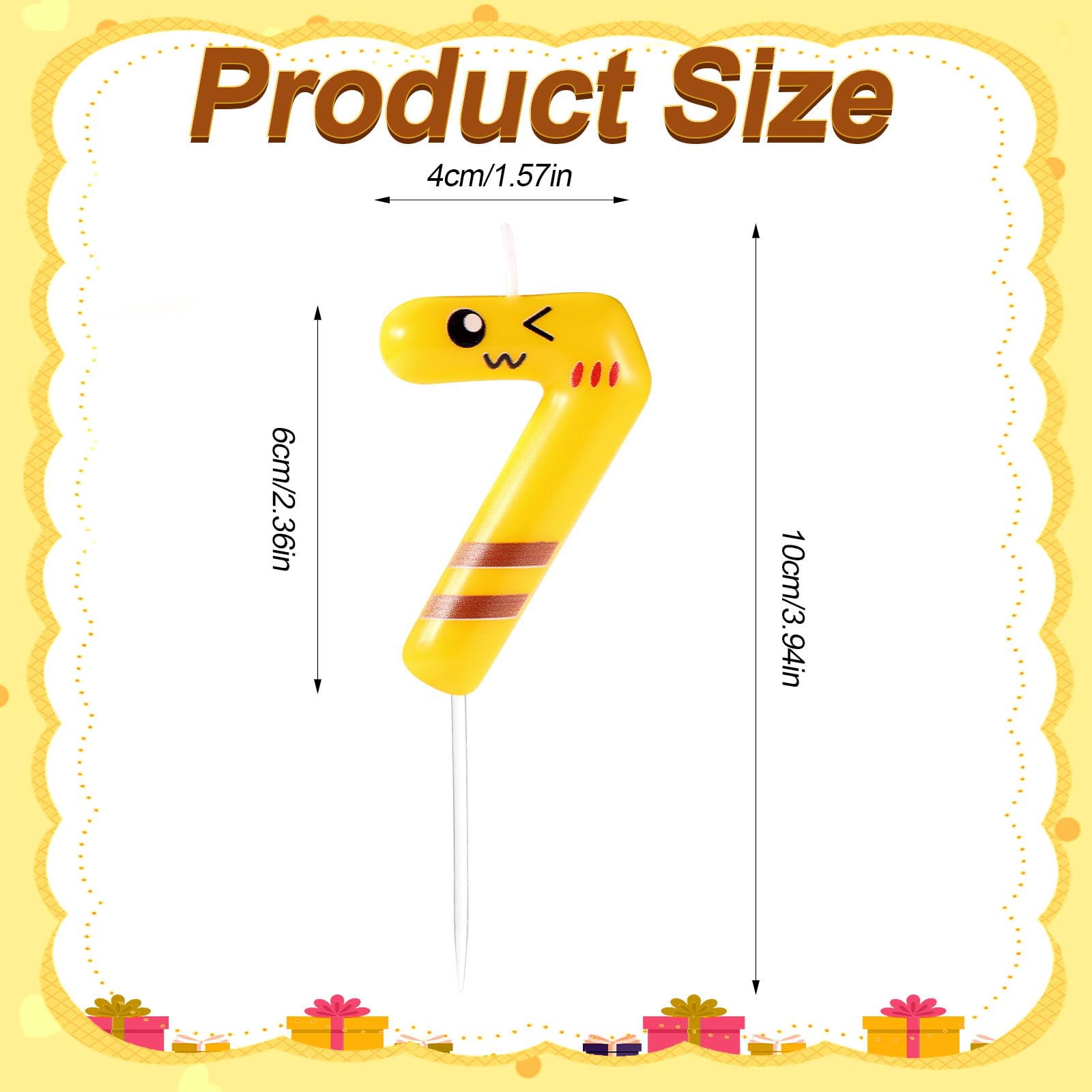 MTLEE Cartoon Number 7 Birthday Candle - Blue & Yellow Wax Cake Candle For Parties