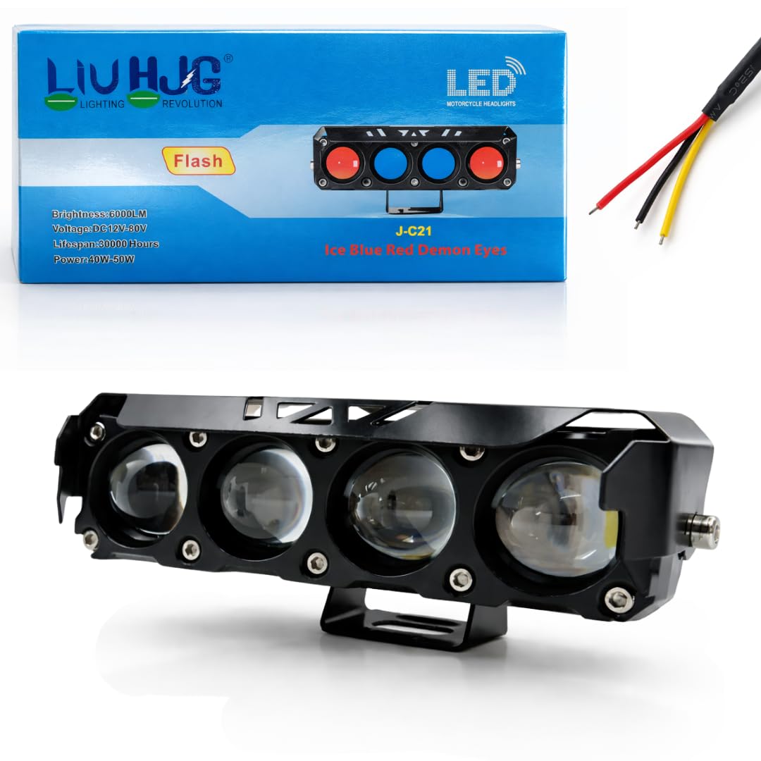 LIU HJG Yellow/White 25+25 Watt LED Fog Light With Devil Eye Universal For Bike & Car (12V-80V, Pack of 1)-image-36
