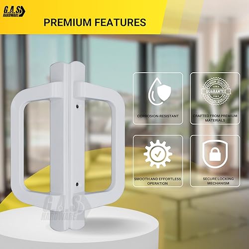 Miniatura 10 de Alcan Kit de manijas de puerta PGT prémium para puerta corrediza de cristal, cerradura de mortaja y soporte incluidos, juego completo de manijas de