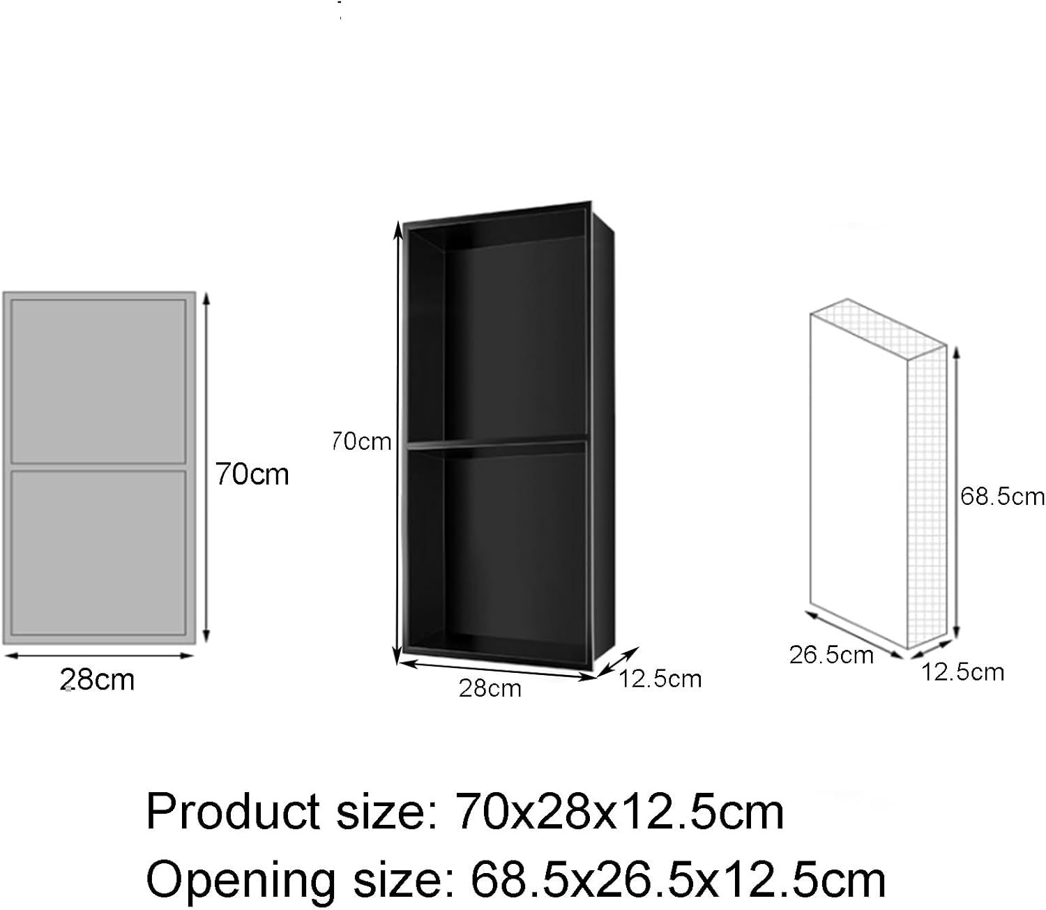 Waterproof Niche Wall-Mounted Bathroom Shelf, recessed Niche Storage Rack,Stainless Steel Shower Niche, Matte Black Wall Niche, Recessed Shower Shelf for Bathroom Storage Over Mount Installa