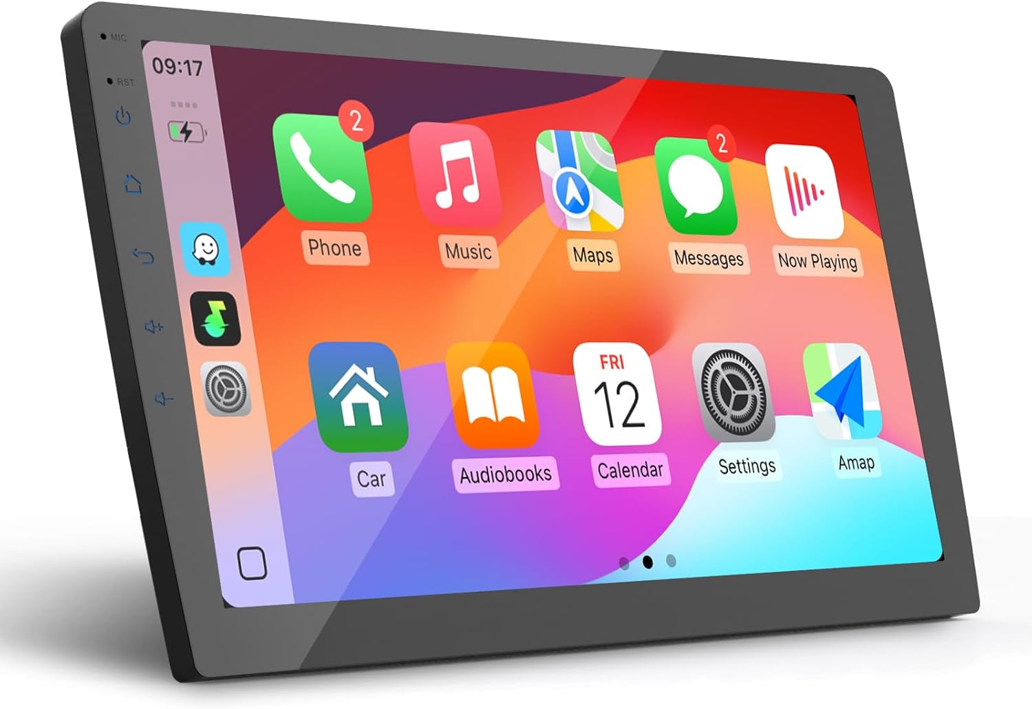 Estéreo de Coche Doble DIN de 10.1 Pulgadas con Apple CarPlay/Android Auto, Radio de Coche Bluetooth, Pantalla Táctil, Cámara de Marcha Atrás, Control de Voz, USB, Navegación GPS