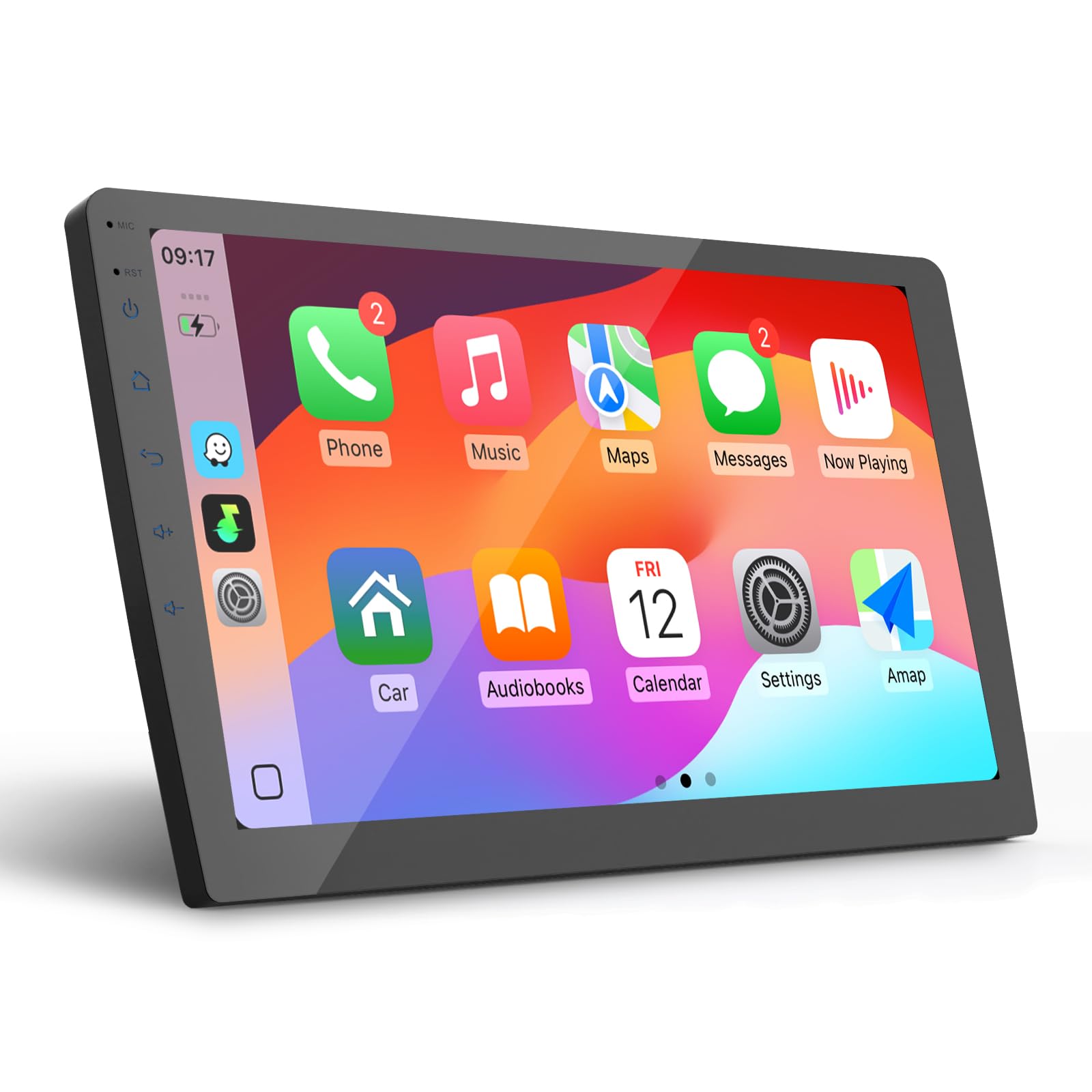 Haudio 2 Din Radio Samochodowe z CarPlay i Android Auto, 10.1Calowy Ekran z Mirror Link,GPS,Sterowanie Głosowe,SWC/FM/AM/RDS,25 Zestawów UI Pasującego do Wszystkich Samochodów,Bez Kamery Cofania 2+64G