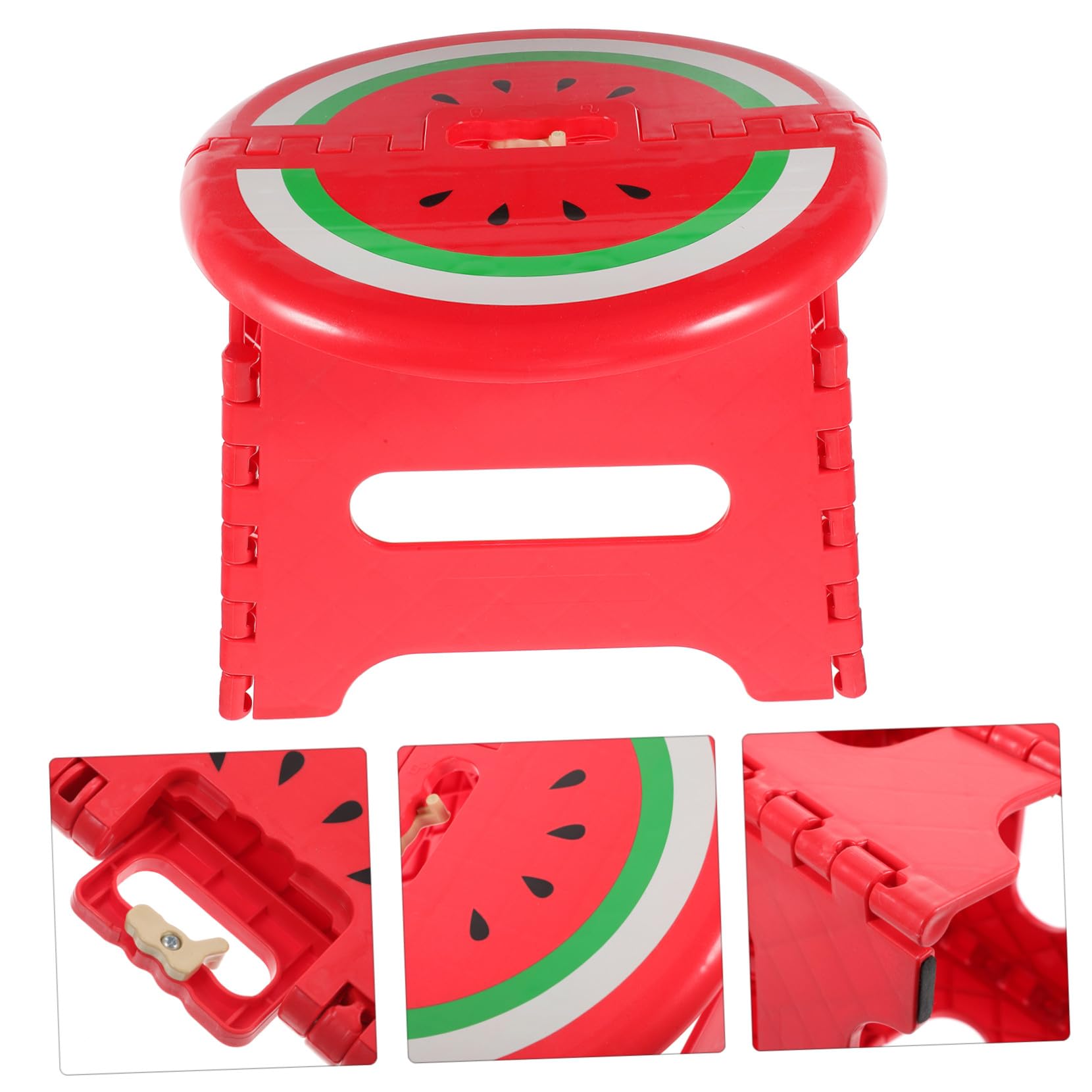 GALPADA Sgabello Pieghevole in Plastica Rosso Compatto Maniglia | Bambini, Adatto a Hotel e Hiking, Superficie senza Sbavature, Formato Piccolo
