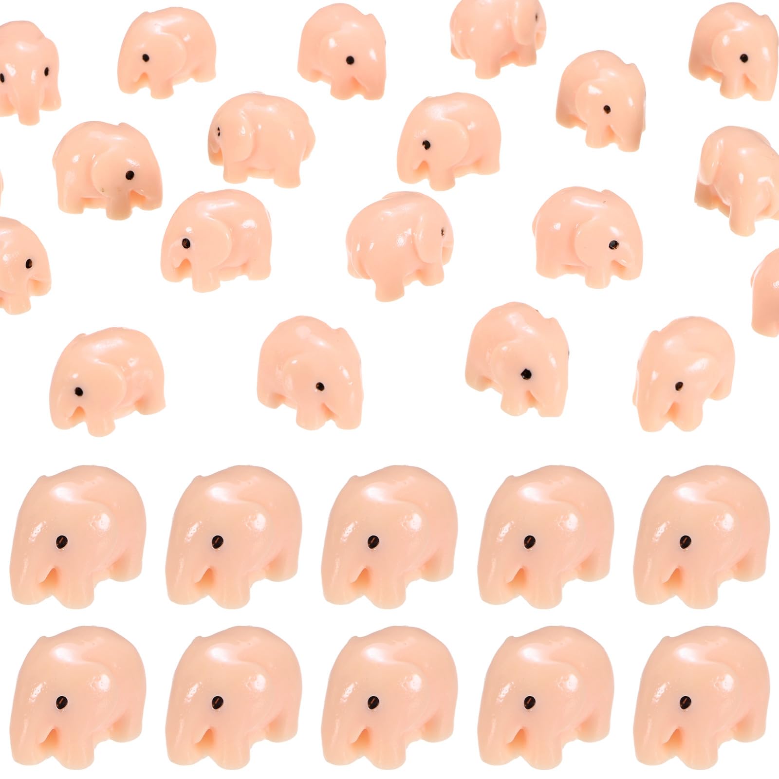 M METERXITY 60-Pack Mini Resin Elephant, Small Tiny Elephant Figurines for Fairy Garden Decor/Micro Landscaping Home/Aquarium/Craft Supplies, Cute Resin Animal Statues [Pink]