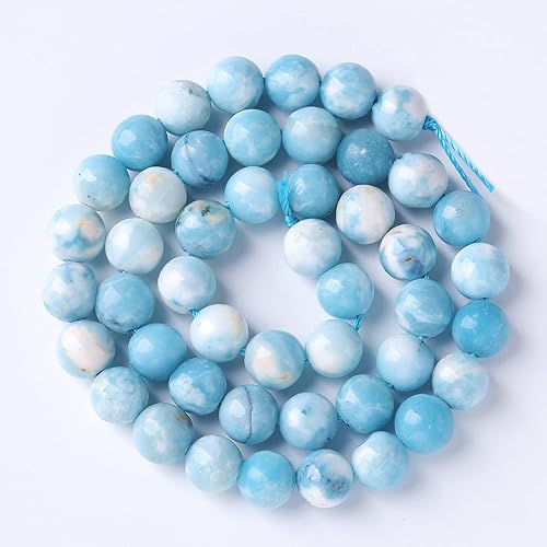 Miniatura 6 de 36 cuentas de cristal de larimar azul natural de 0.394 pulgadas para hacer joyas y pulseras
