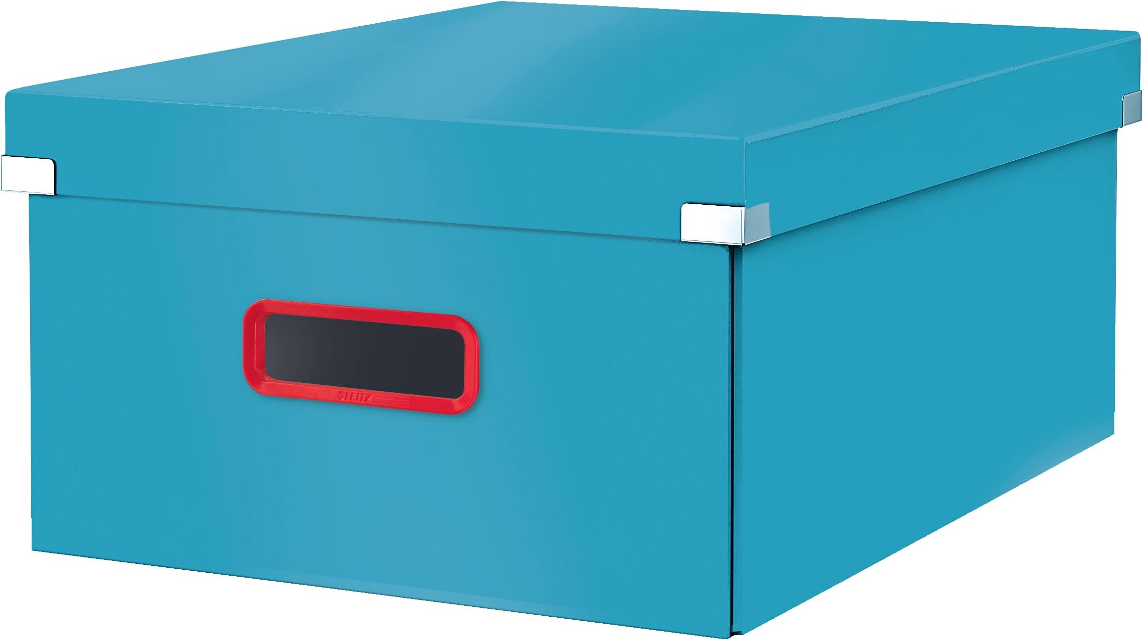 Leitz Click & Store Large Storage Box, Foldable A3 File Box with Lid, Premium Strong Cardboard Container for Home/Office Filing, Cosy Range, Calm Blue, 53490061