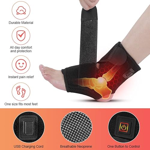 Miniatura 2 de LAVEN - Tobillera de calefacción, soporte ortopédico de caída de pies con controlador ajustable de 3 niveles para recuperación de lesiones en las