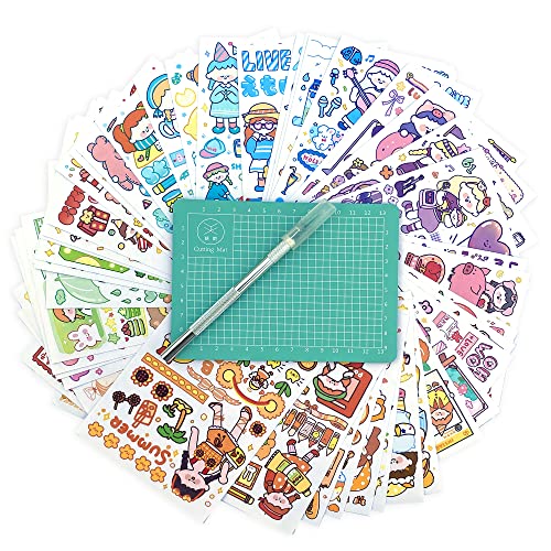 Tallado de Bricolaje para Craft, Pegatinas para Niños(Pegatinas con 50 Estampados Diferentes), Papel kawaii Pegatinas, Haga álbumes de Recortes, Calendarios, Tarjetas de Felicitación, álbumes de Fotos Cover