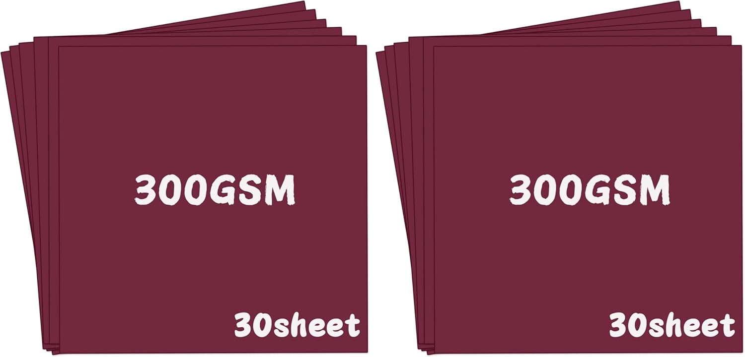 YINUOYOUJIA Cardstock 12 x 12" Thick Paper 30 sheets, 300gsm/110lb Burgundy cardstock paper for thanksgiving Construction Paper for Crafts, Card Making, Invitations, Printing, Drawing (Pack of 2)