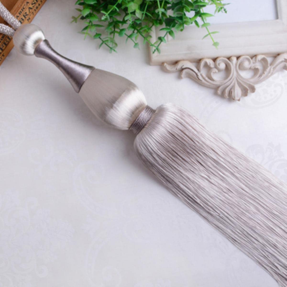 pièces Rideau Gland embrasses Suspendus Lier Cordes Ceinture Boule Boucle Crochet Support Rideau Accessoire Embrasse-Beige