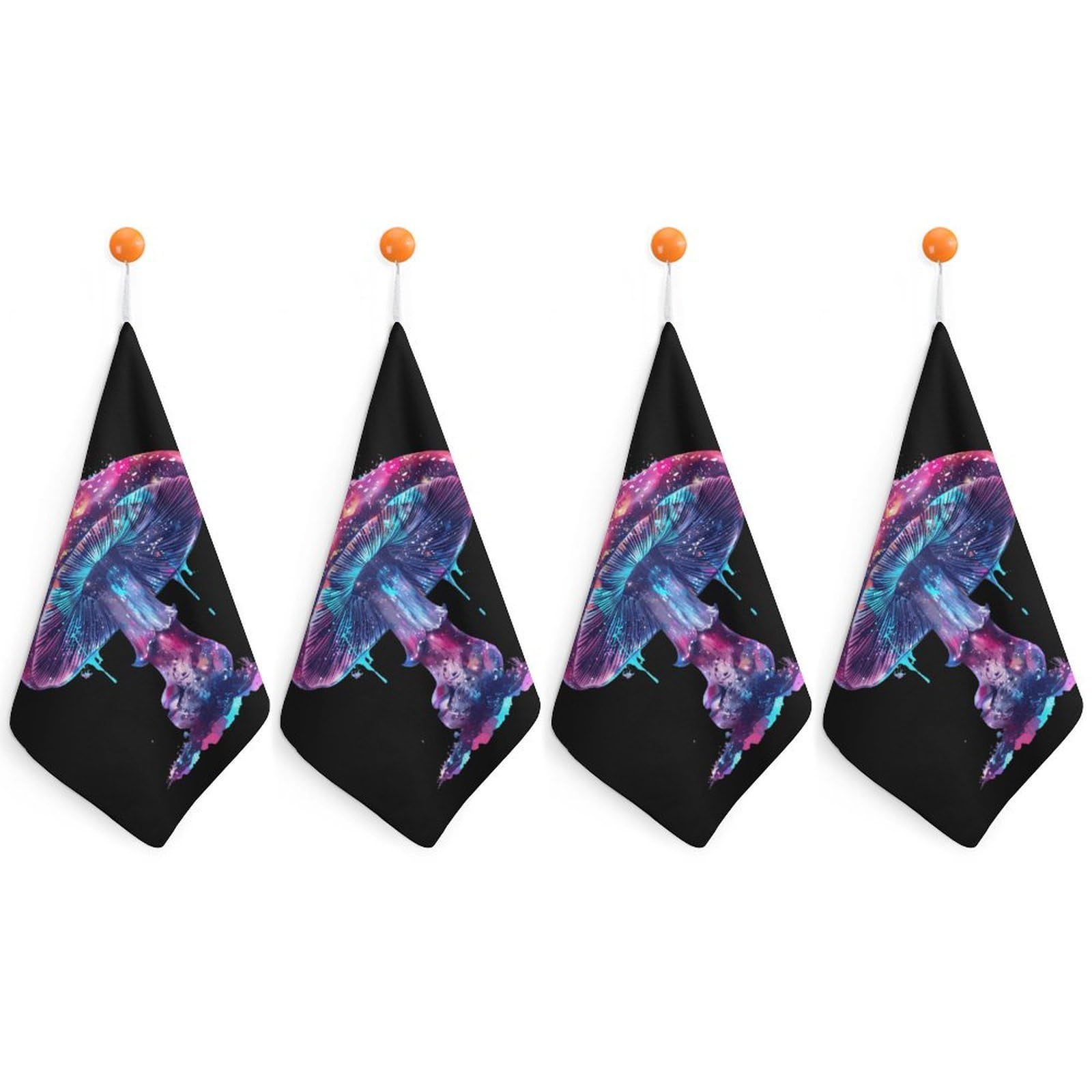 TXFBTRFSA Glowing Magic Mushroom Hand Towels with Hanging Loop Kitchen Towel Handkerchiefs Cleaning Cloths