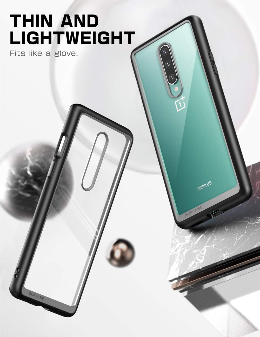 OnePlus 8 Unicorn Beetle Style Clear Bumper Case-Black