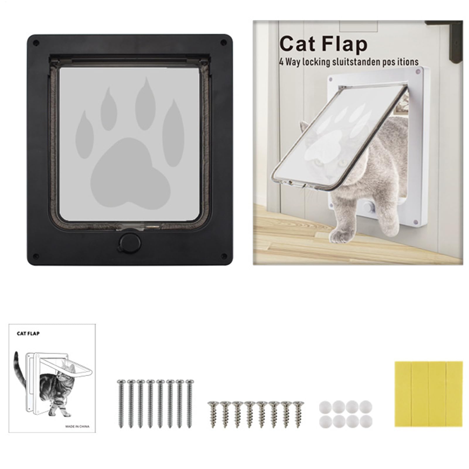 Chatière Chatière Magnétique à Fermeture Automatique | Chatière Magnétique pour Fenêtre Intérieure Pour Mur Chambre Salon Appartement Maison Petit Animal Chat