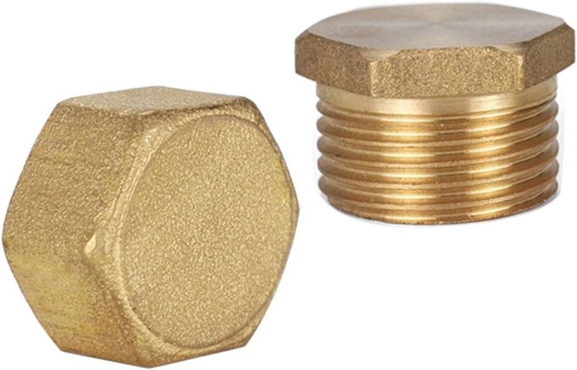 1/8 1/4 3/8 1/2 3/4 Inch Male Female Threaded Brass Pipe Hex Head Brass Stopper End Cap Plumbing Fitting 1Pcs(Male 1I8)