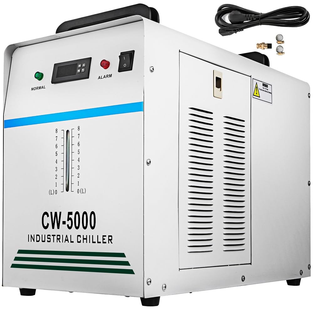 Enfriador de Agua Refrigerado Industrial, 220V CW-5000DG para Tubo Láser CO2 de 80/100W, 6L Tanque, Enfriador de Tubo Láser de Vidrio, Enfriador de Aire Industrial con Termostato Preciso 800W(CW-5000)