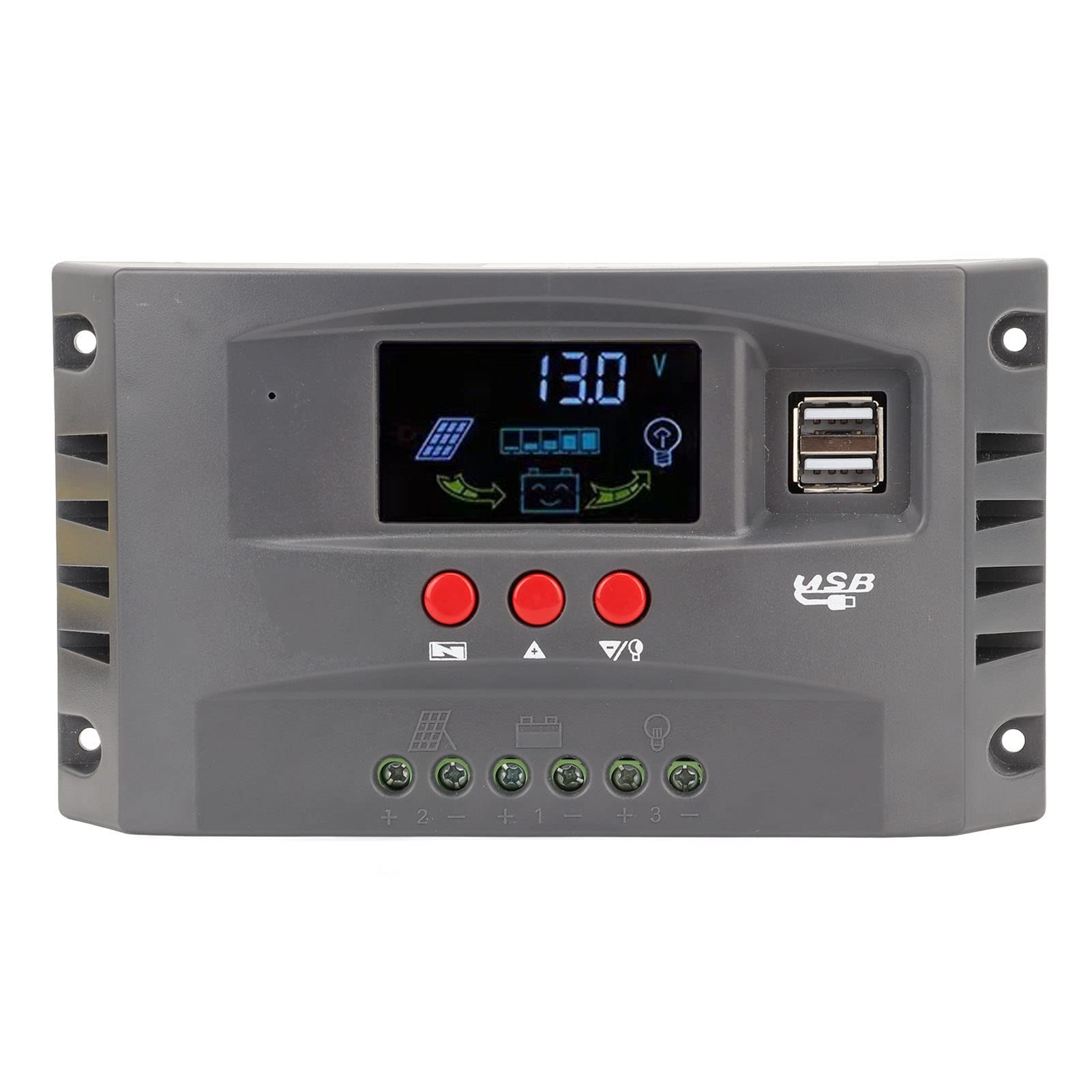 solar charge controller, 12v 24v auto adaptive lcd mppt tracking charge overheat protection solar charge regulator villa short circuit protection (50a)