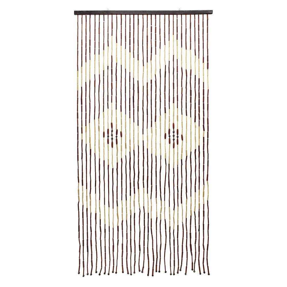 JVL 11-087B Provence Hanging Wooden Beaded Door Diamonds Curtain Screen, Multi-Colour, 90 x 180 cm