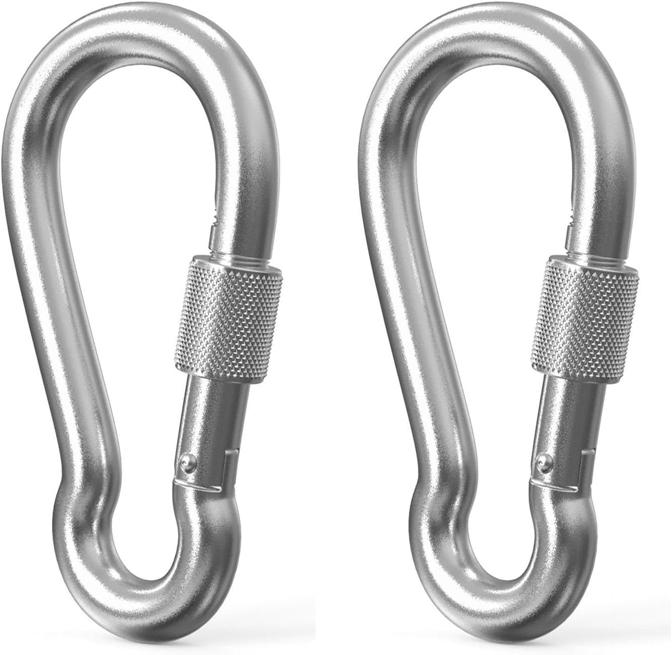 Woofy 8 MM Multi-Purpose Safty Hook Heavy Duty Carabiner Clips Rust-Proof Chrome Secure Locking Snap Hook Safety Chain Tool for Backpacks Dog Collars - 2 Pcs Pack-image-21