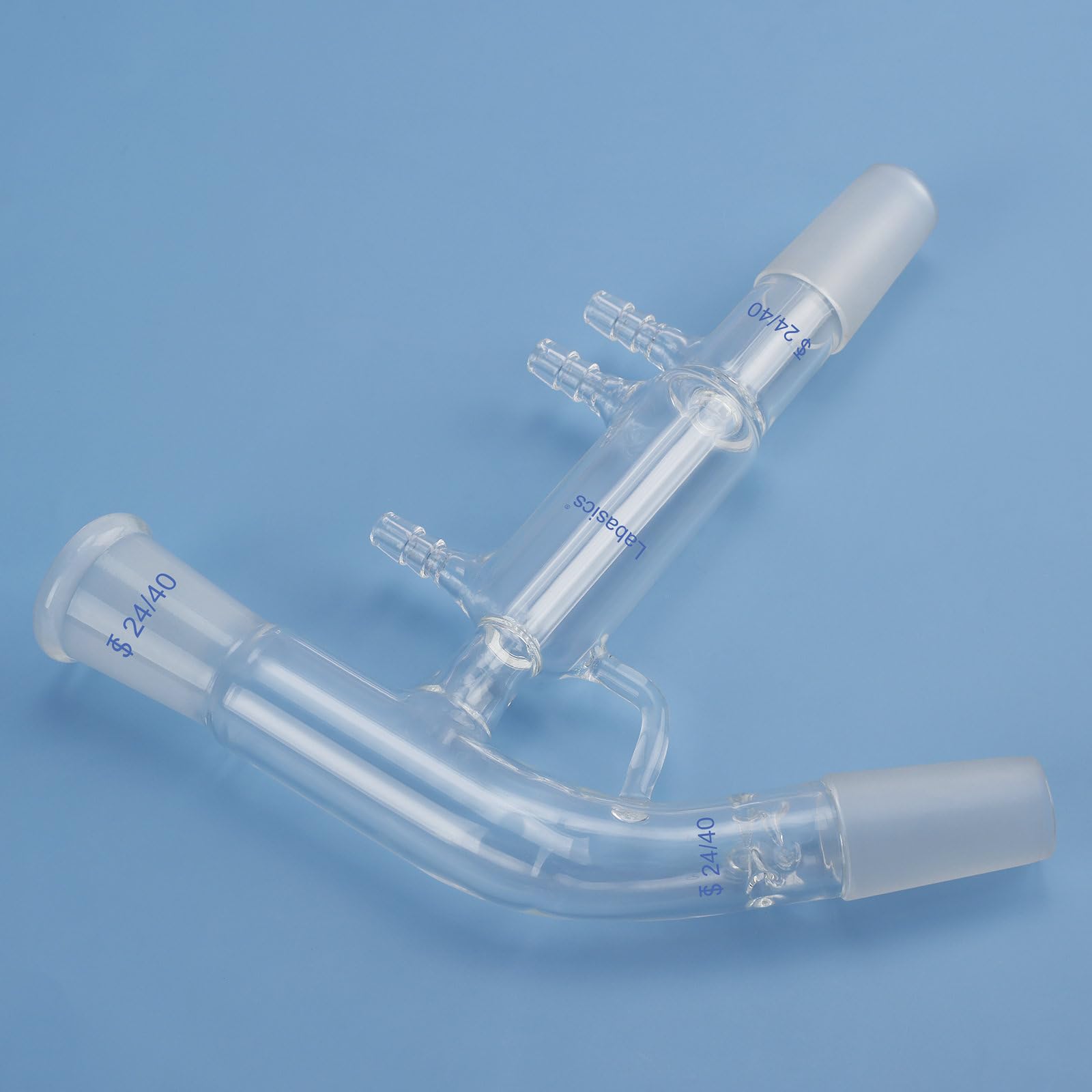 Labasics Adaptateur Distillation à Chemin Court, Verre Borosilicaté, Joint 24/40, Connexions Tuyau 10 mm, Résistant aux Produits Chimiques pour Usage en Laboratoire