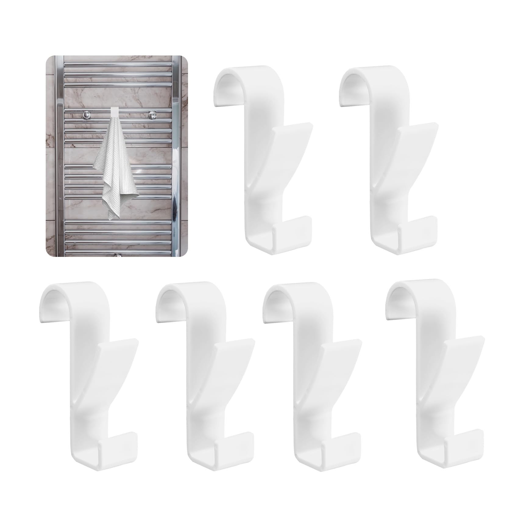 8 Ganci Per Termoarredo Bagno | In Plastica ABS | Appendi Asciugamani E Accappatoi Senza Forare - Foto 3