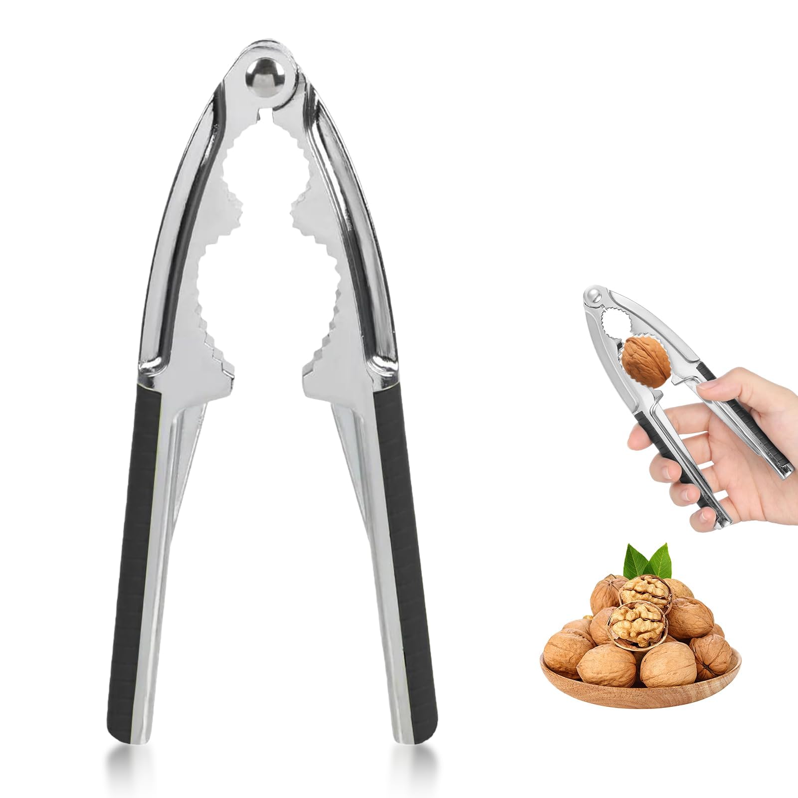 GVSS Casse Noix sans Effort Professionnel 15,5x3,5cm avec Poignée Antidérapante,Casse Noisette en Alliage de Zinc,pour Casser Noix,Noisettes,Amandes et Fruits de Mer