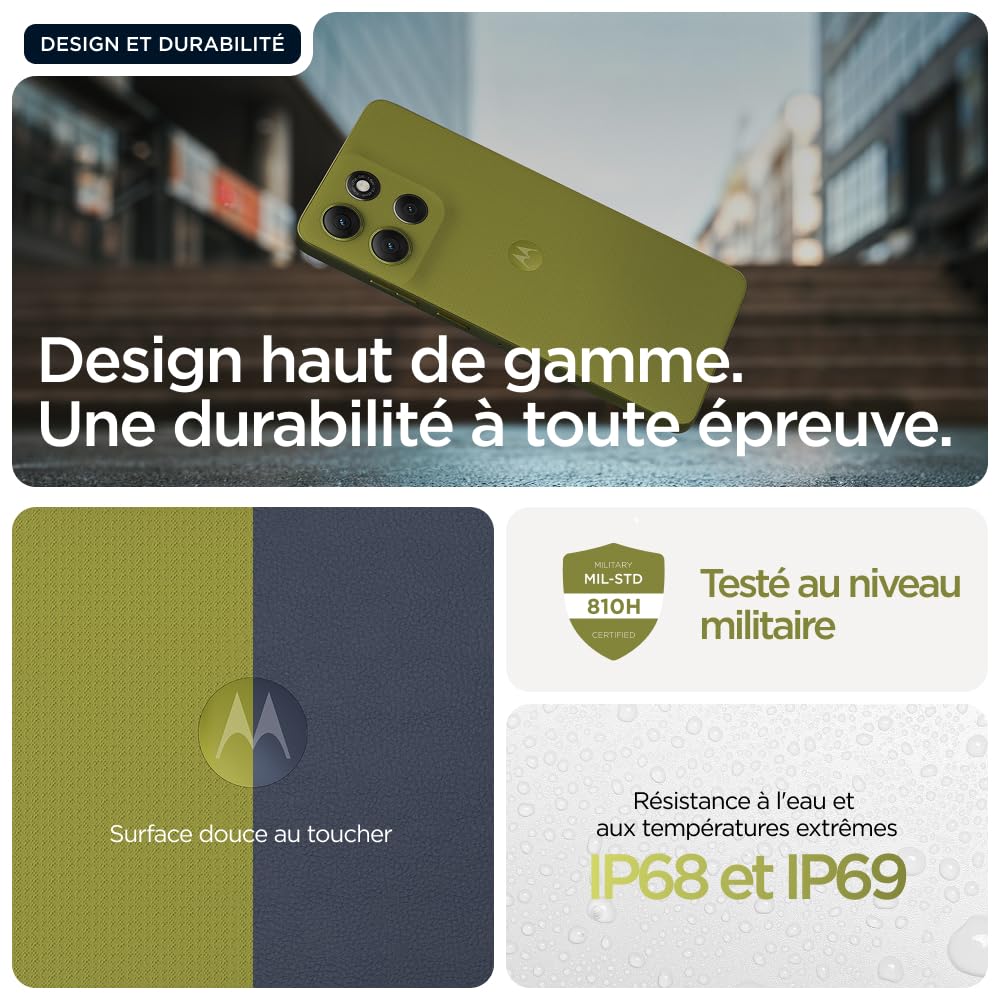 Moto g 86 8, 256 Go, Golden Cypress (Vert) | smartphone debloqué, écran 6,67", appareil photo 50 MP, batterie 5200 mAh, coque de protection et câble USB C inclus