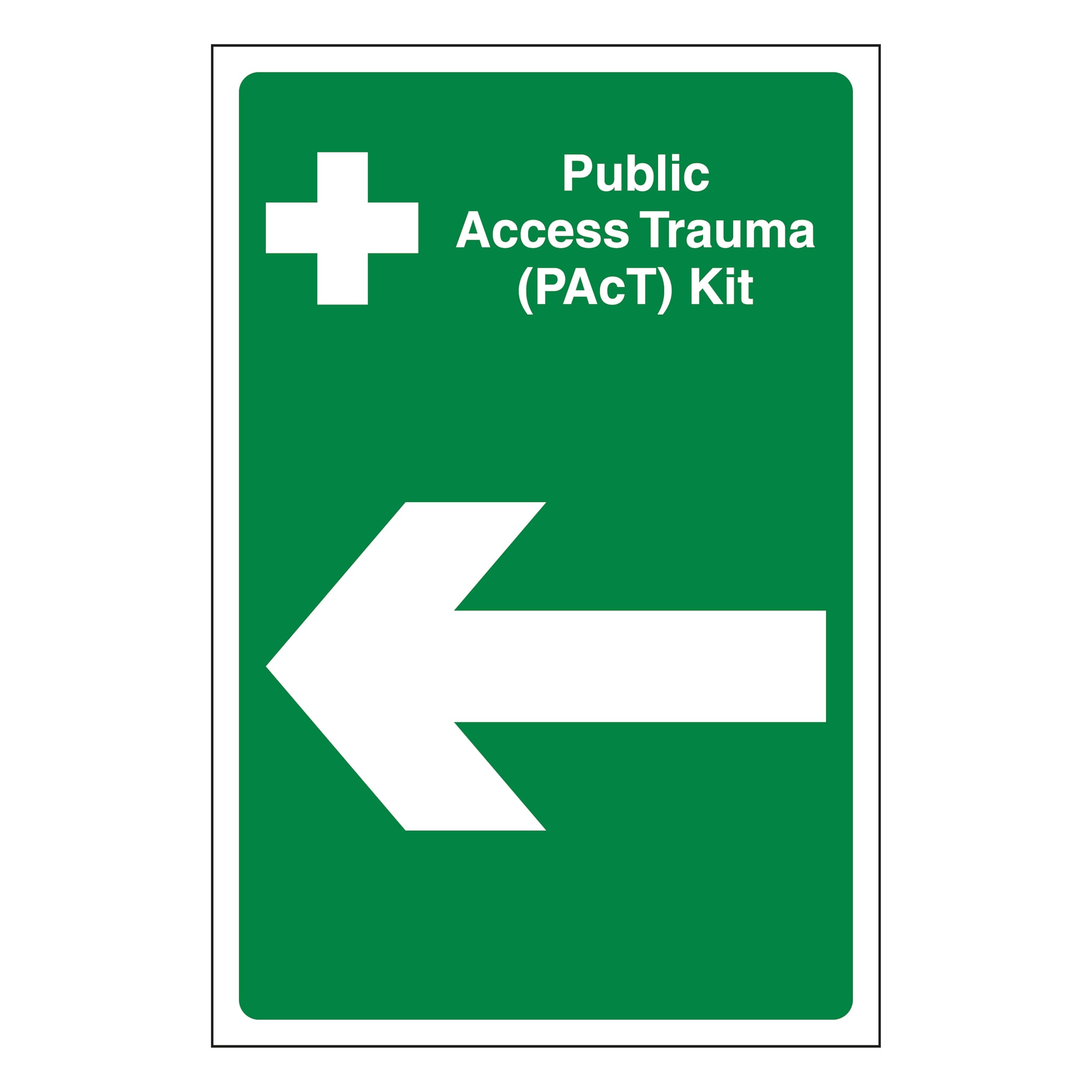V Safety Public Access Trauma (PAcT) Kit Arrow Left 450 x 600 mm - 2mm Super-Tough Rigid Plastic