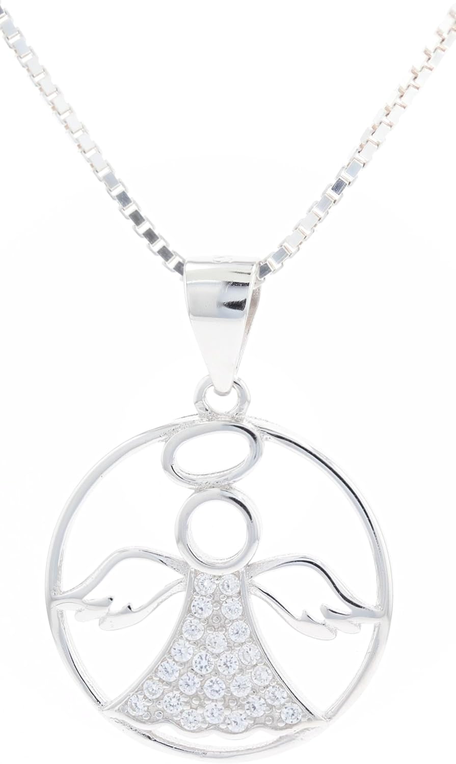 Jewelry Trends Angel CZ Sterling Silver Pendant Necklace 18"