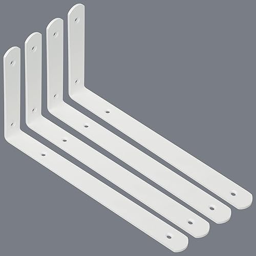 Miniatura 36 de Alise Soportes de estante flotantes, soporte negro para estantes, soporte de pared en L resistente, soporte de esquina de ángulo de articulación