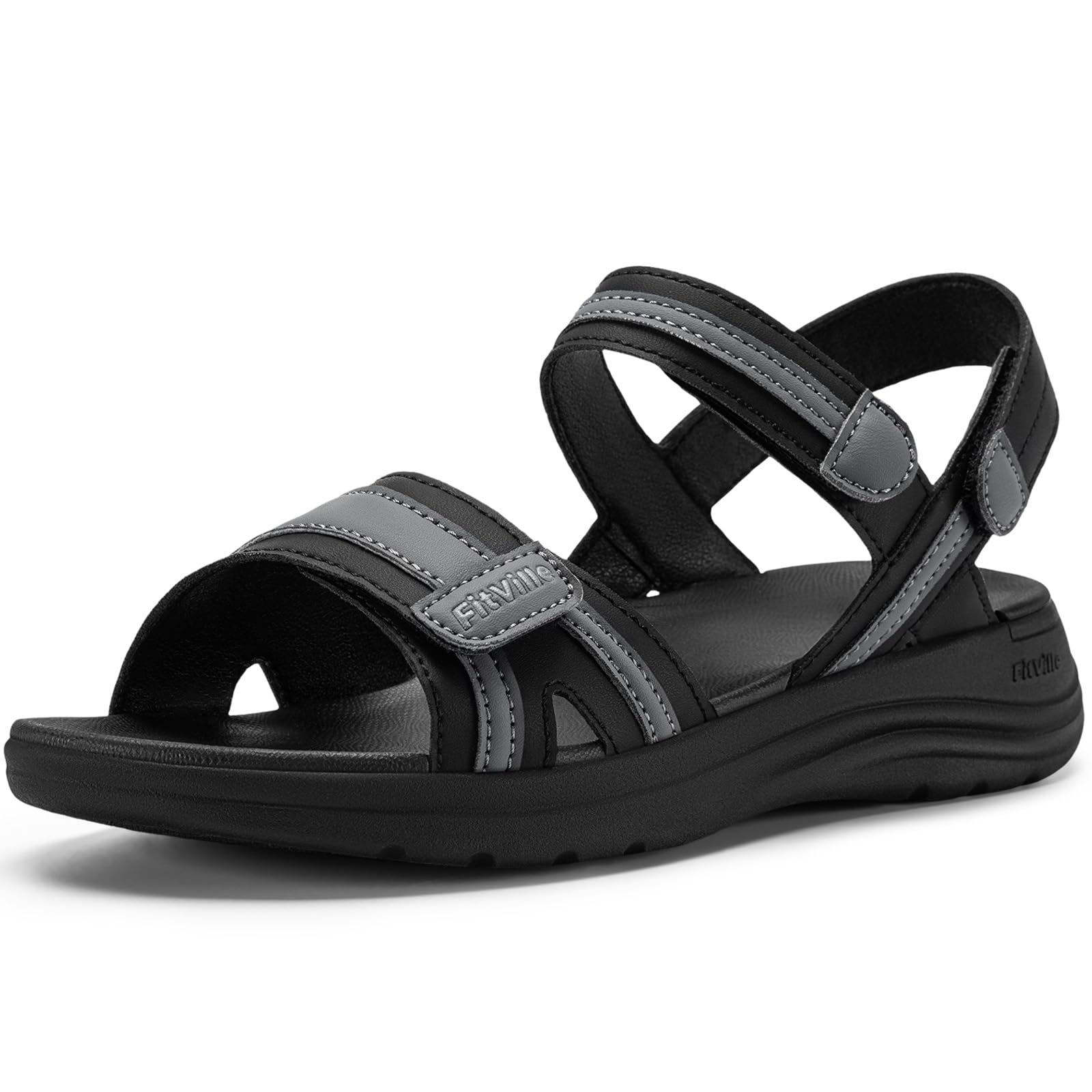FitVille Sandali Donna Larghi per Piedi Sensibili Comodi con Punta Aperta Sandali Estivi Leggeri Taglie 35.5-42.5 EU