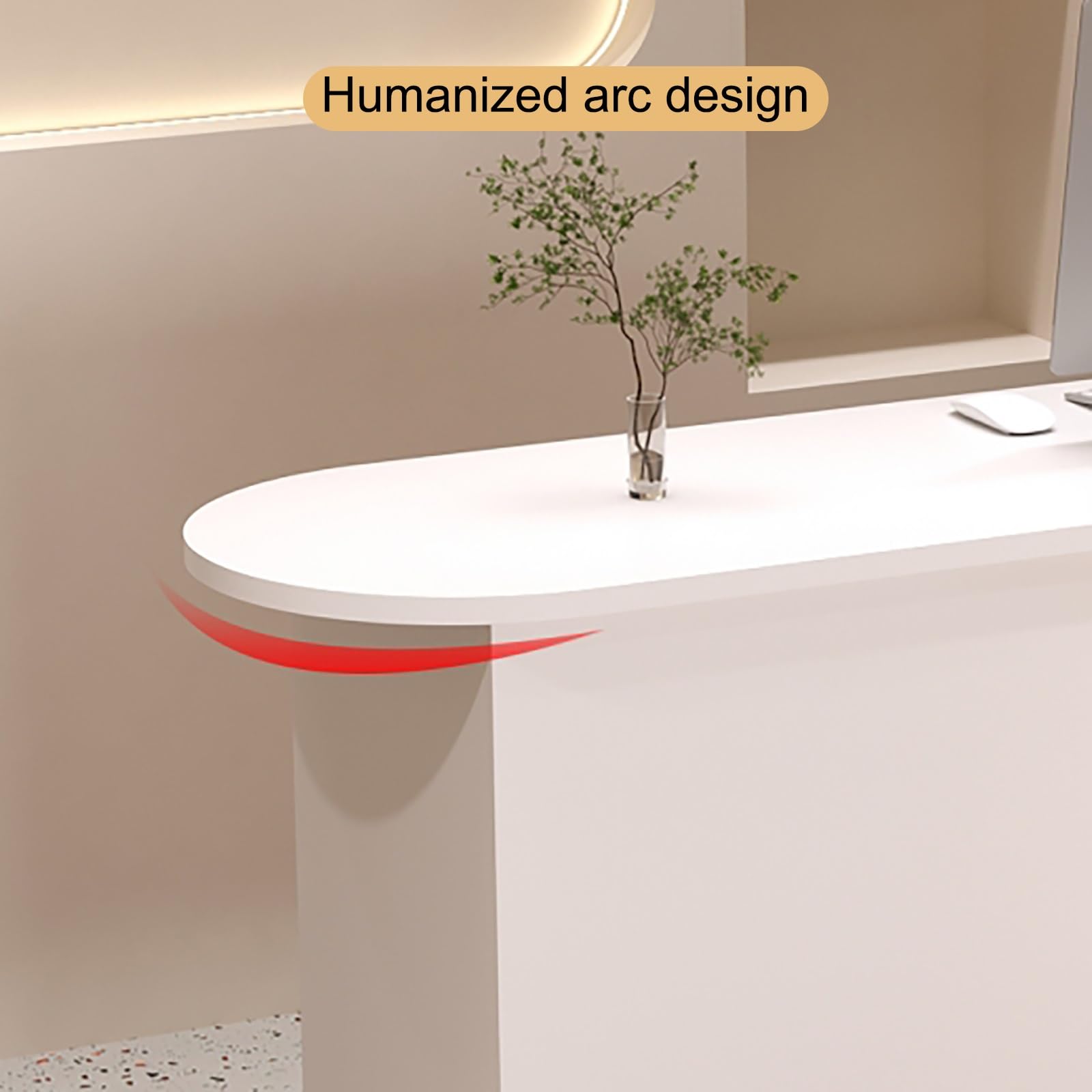 Scrivania moderna con luci a LED e ampio spazio di archiviazione, ideale per uffici, hotel e aziende, marrone (78,7 x 83,8 x 50,8 cm)