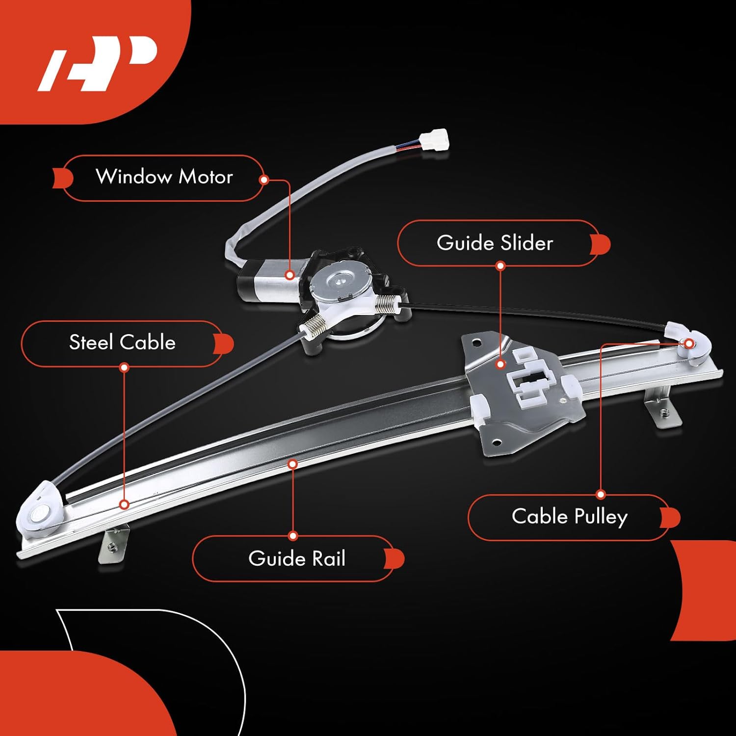 A-Premium Electric Power Window Regulator with Motor Compatible with Mitsubishi Galant 1999-2003 Front Right Passenger Side