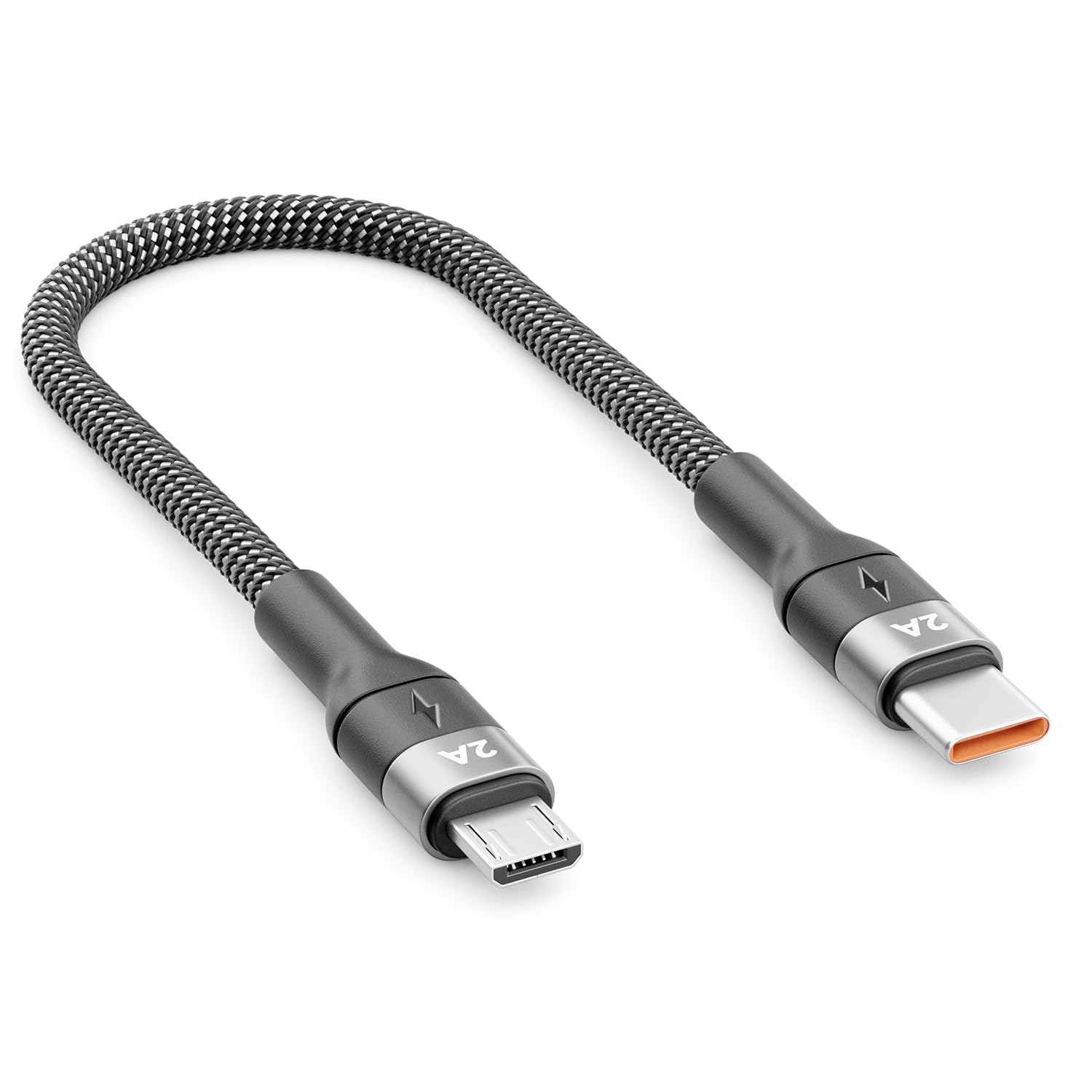 deleyCON 0,15m Krótki Kabel USB-C do Micro-USB - ładowanie i Synchronizacja, Telefon, Smartfon, Tablet, Kamera, Nawigacja, Kontroler itp.