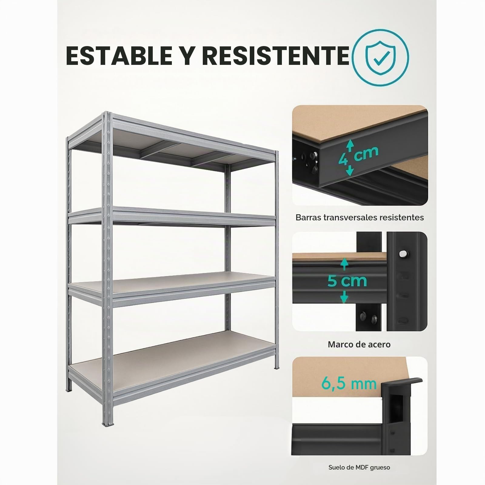 KARAT Estantería para cargas pesadas 200x180x60 cm galvanizada – Estantería de gran envergadura de metal, estantería de taller, estantería para taller, estantería modular de almacén (TitanRack Big)