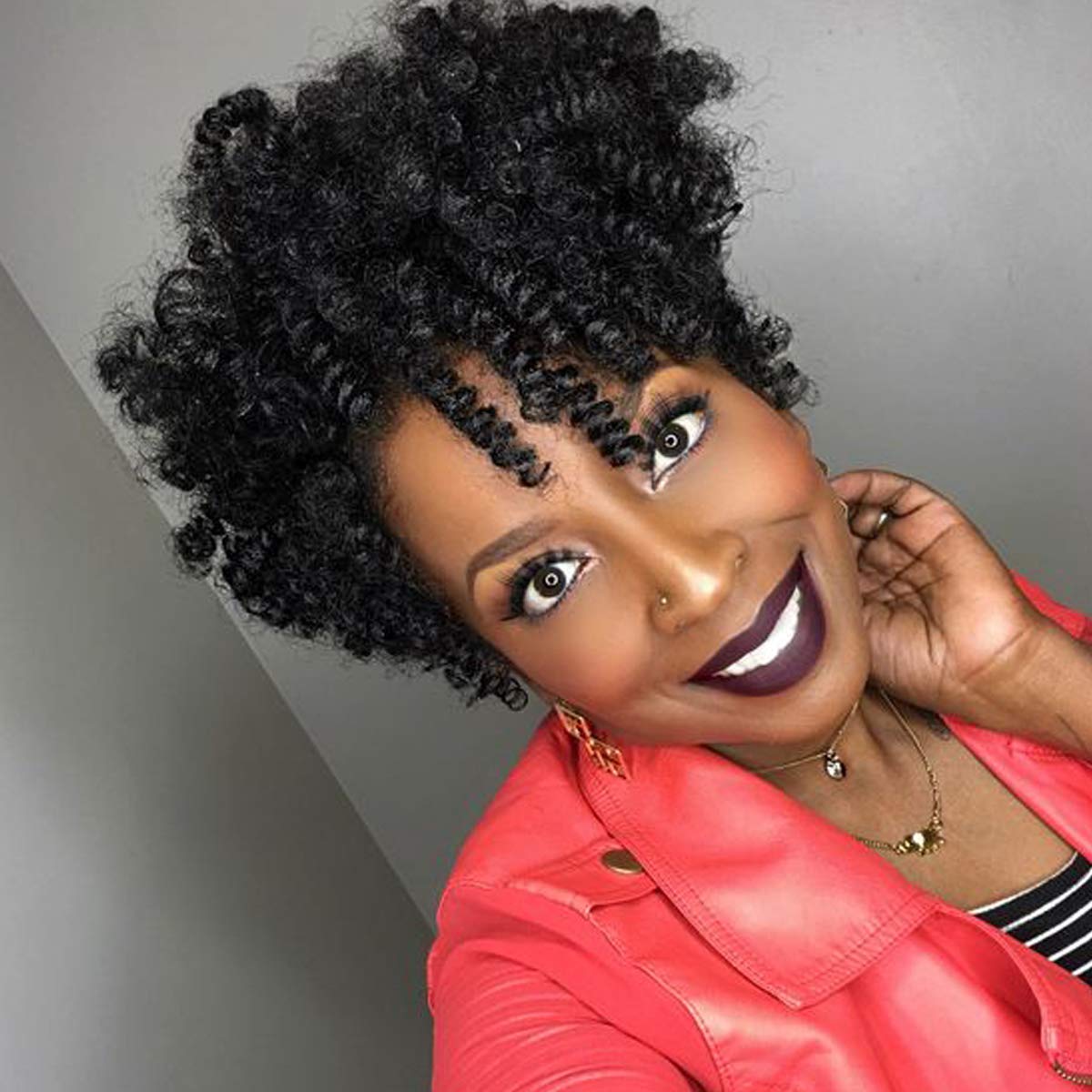 BECUS 3 Packs 10 Inch Toni Curl Crochet Braids 6MM Bouncy Crochet Braids Synthetic Braiding Hair Extensions for Women(Natural black #1B)