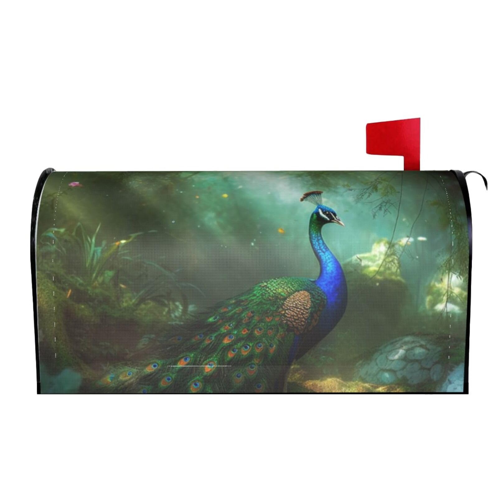 Spring Summer Mailbox Covers Magnetic Letter Post Box Cover Peacock Mailbox Wrap Decoration Mailbox Post Cover for Garden Yard Outside Welcome Decor 21x18 in