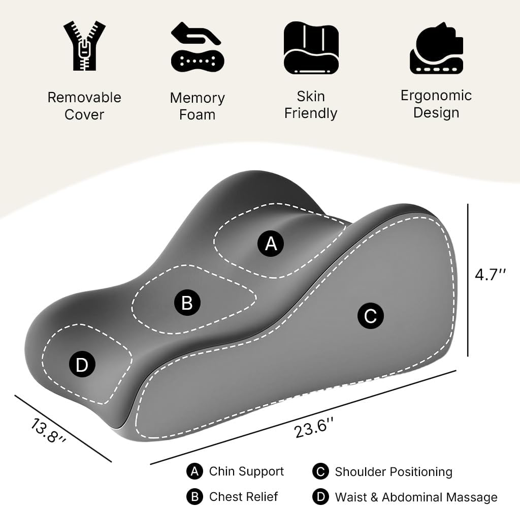 Comfort Wedge Pillow for Reading and Relaxing, Ergonomic Memory Foam Prone Pillow for Neck and Back Pain Relief, Positioning Pillows for Couples